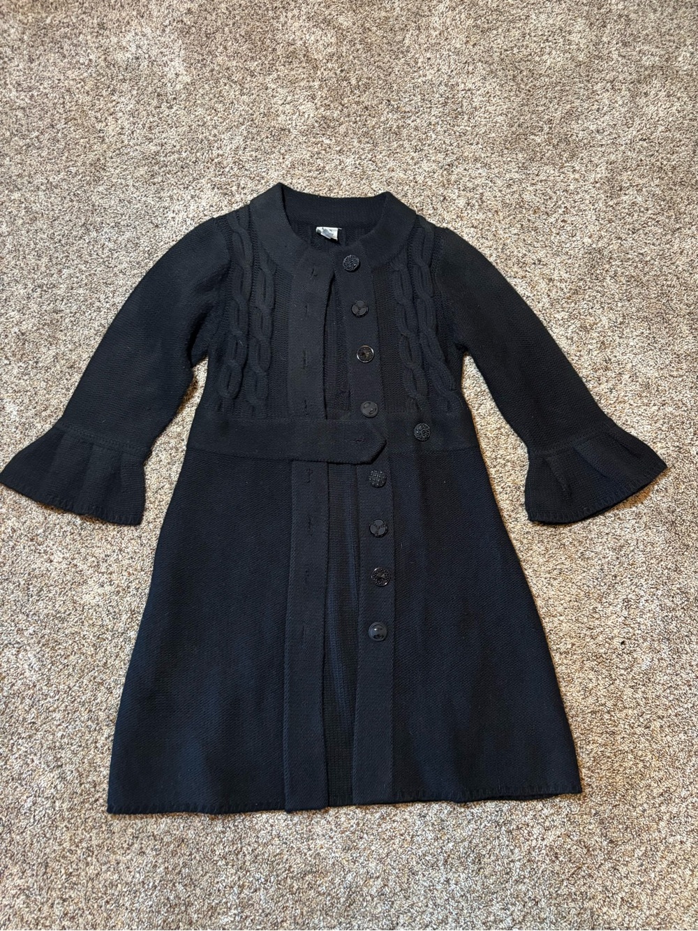 E210 Ivy Jane Black Sweater Jacket with Bell Sleeves, Size L